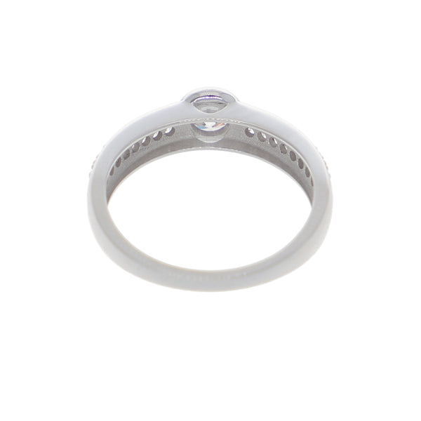 Anillo Oro Blanco y Circones Medio Cintillo AN-14418