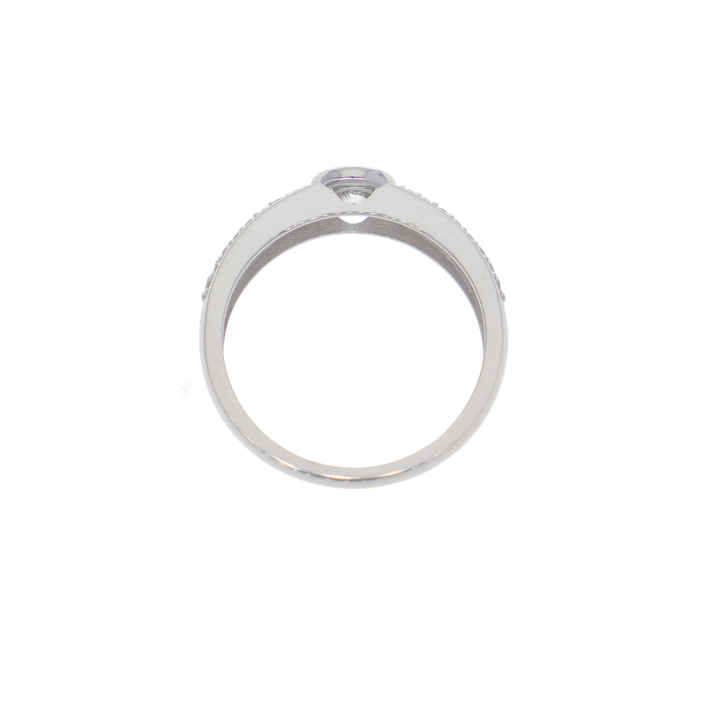 Anillo Oro Blanco y Circones Medio Cintillo AN-14418