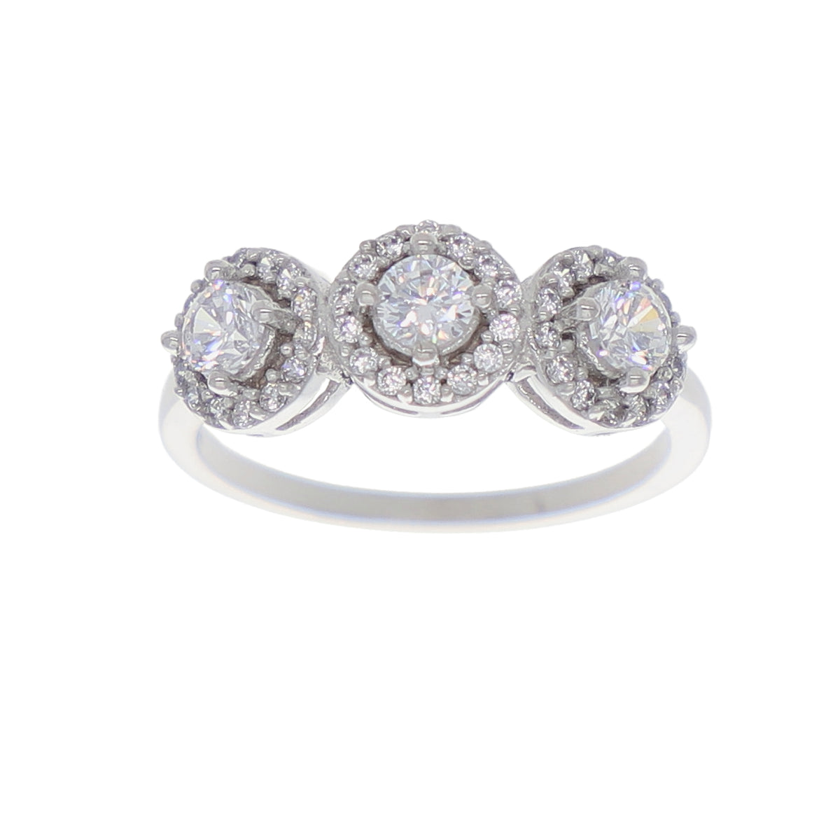 Anillo Oro Blanco y Circones AN-13719