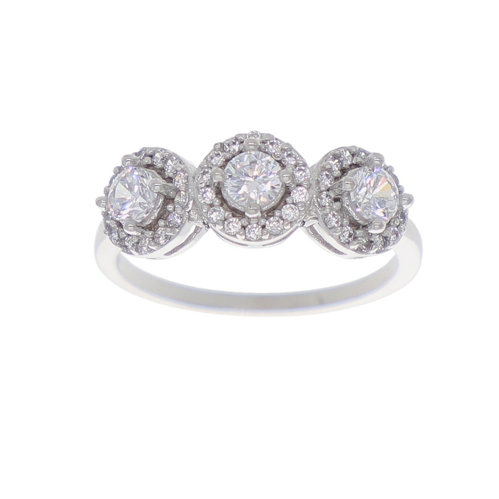 Anillo Oro Blanco y Circones AN-13719