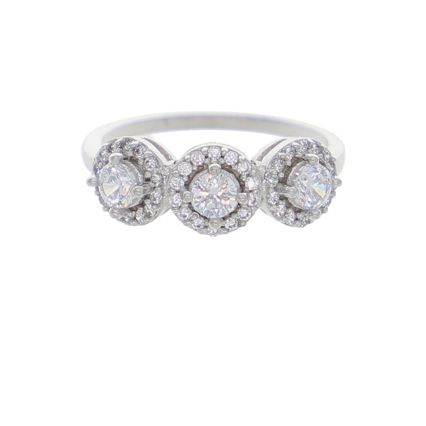 Anillo Oro Blanco y Circones AN-13719