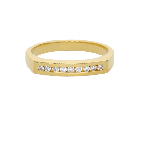 Anillo Oro Amarillo y Circones Medio Cintillo AN-13721