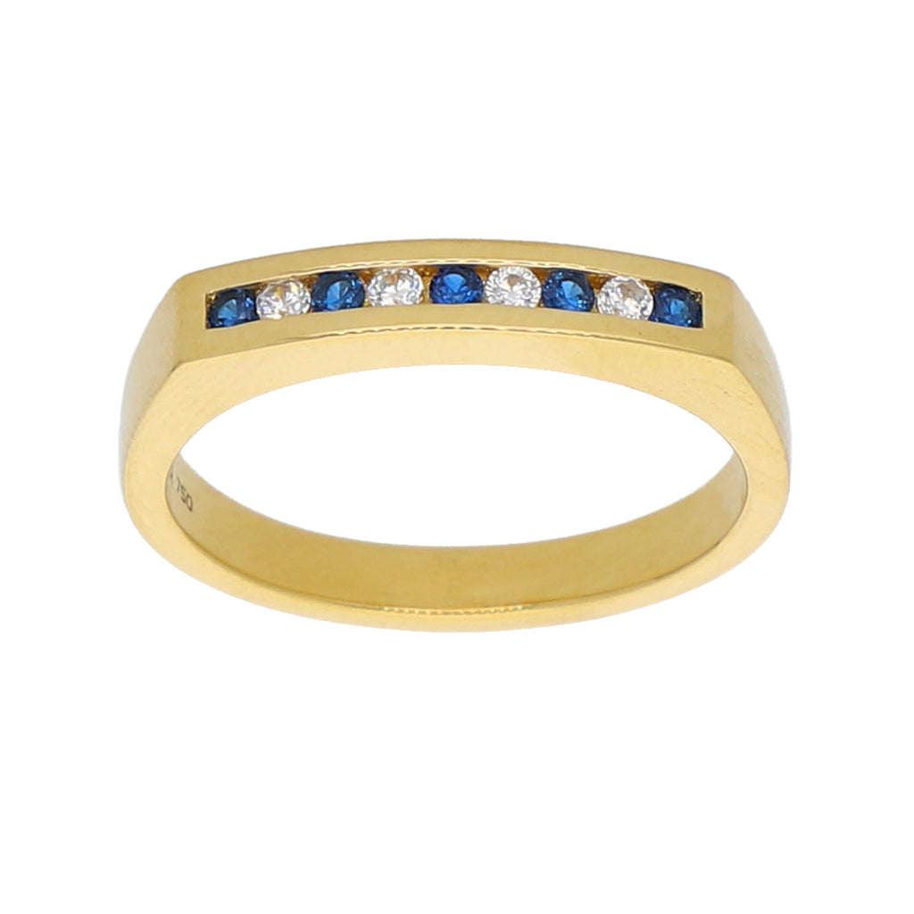 Anillo Oro Amarillo y Circones Medio Cintillo AN-13722