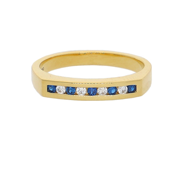 Anillo Oro Amarillo y Circones Medio Cintillo AN-13722