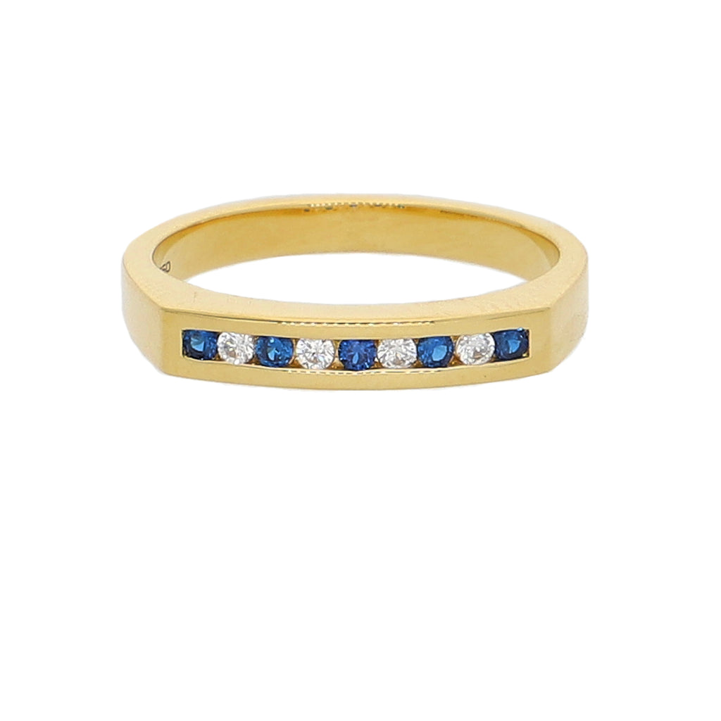 Anillo Oro Amarillo y Circones Medio Cintillo AN-13722