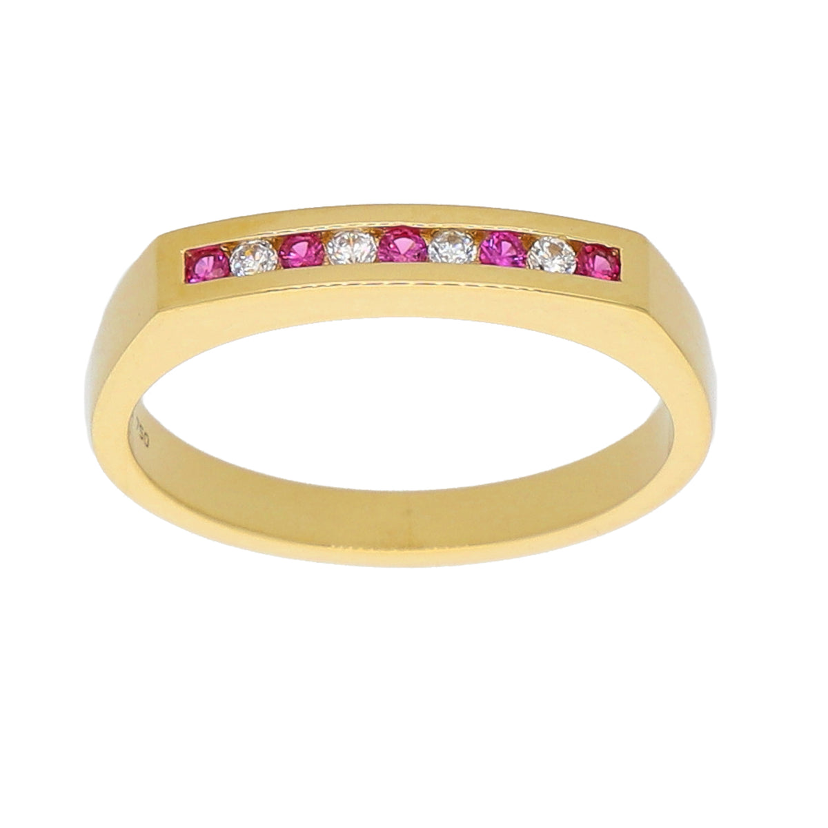Anillo Oro Amarillo y Circones Medio Cintillo AN-13724