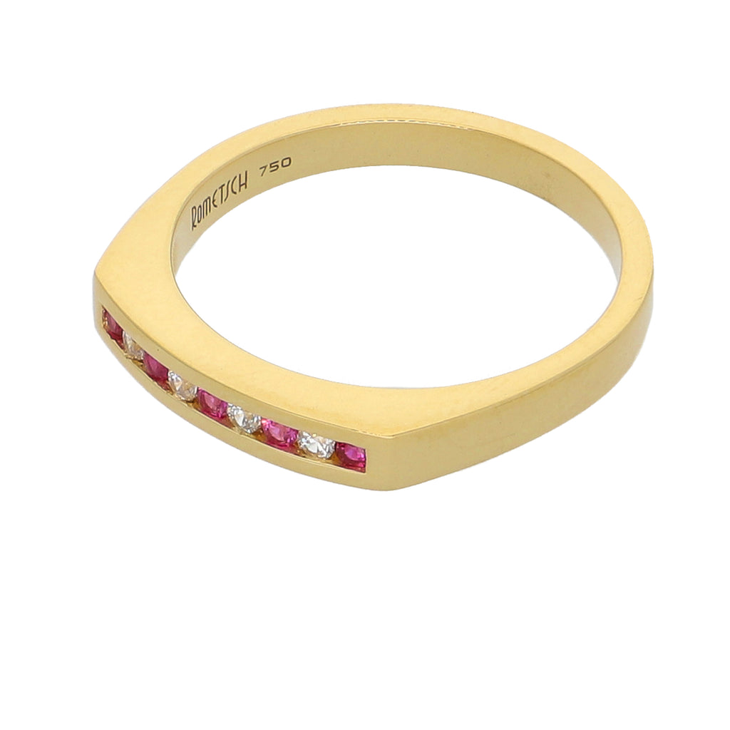 Anillo Oro Amarillo y Circones Medio Cintillo AN-13724