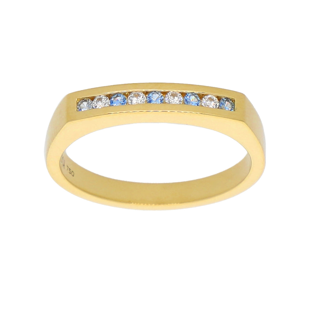 Anillo Oro Amarillo y Circones Medio Cintillo AN-13725