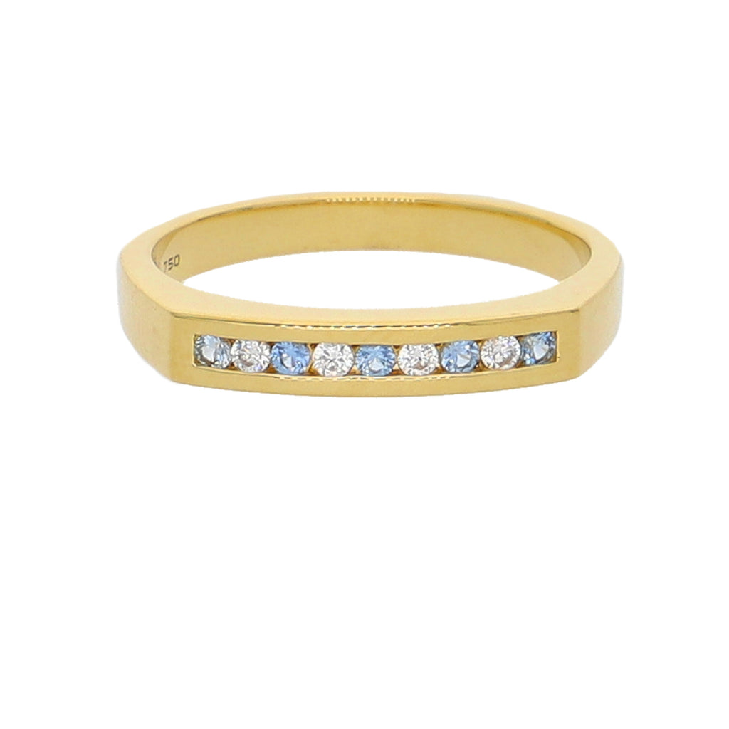 Anillo Oro Amarillo y Circones Medio Cintillo AN-13725