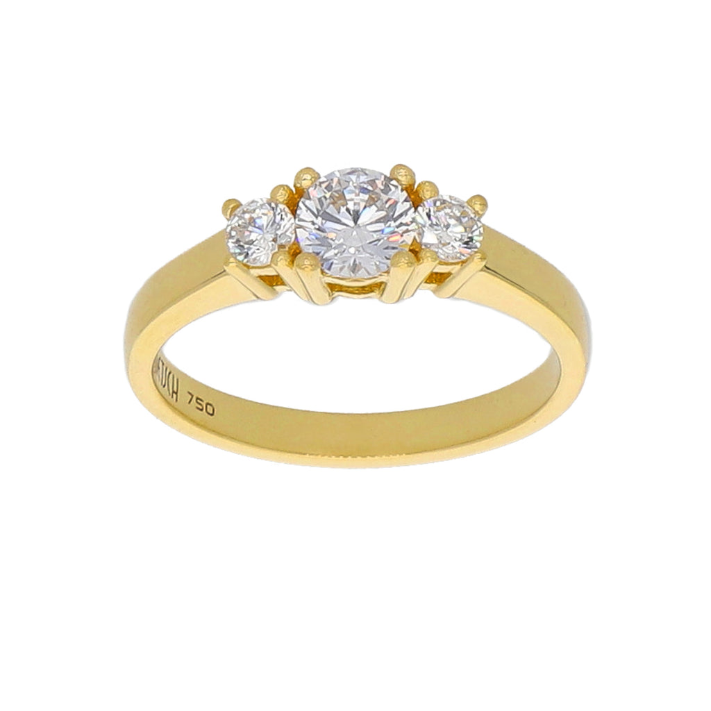 Anillo Oro Amarillo y Circones AN-13729