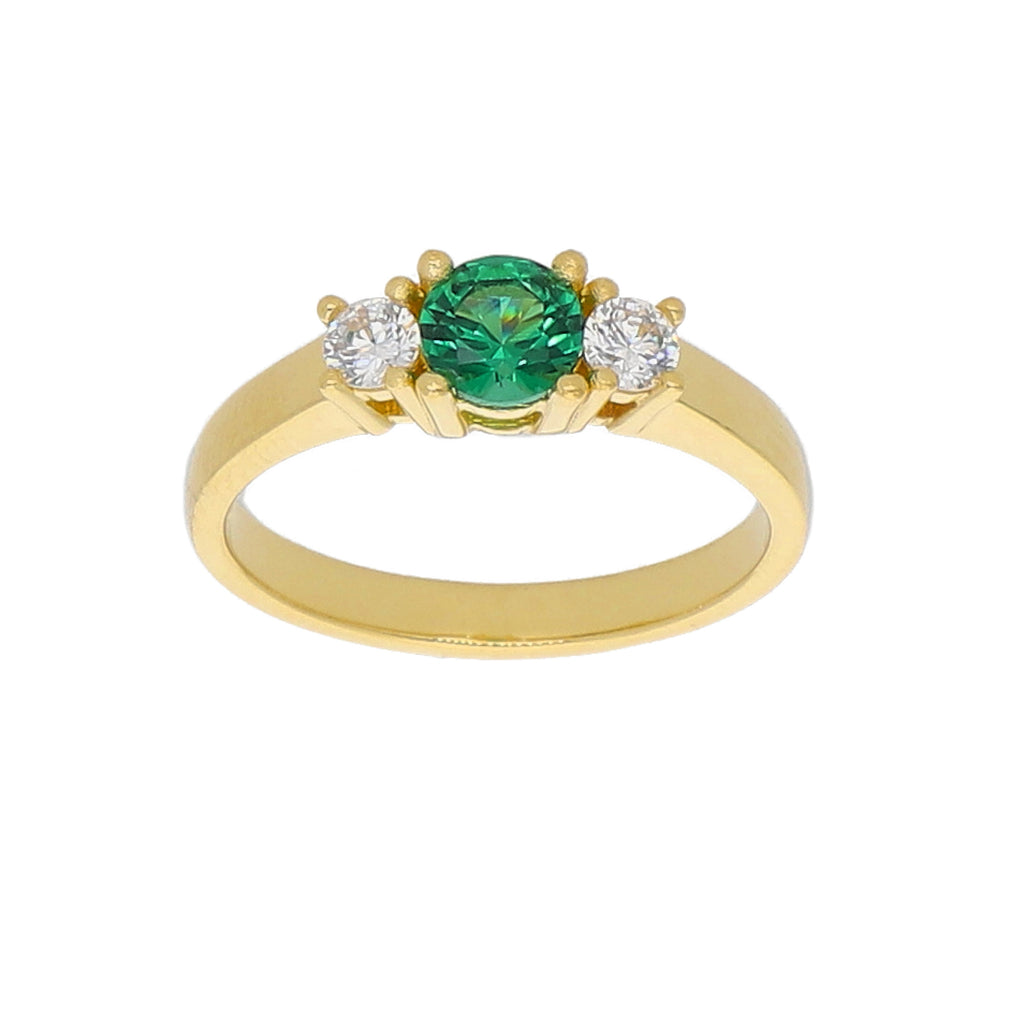 Anillo Oro Amarillo y Circones AN-13730