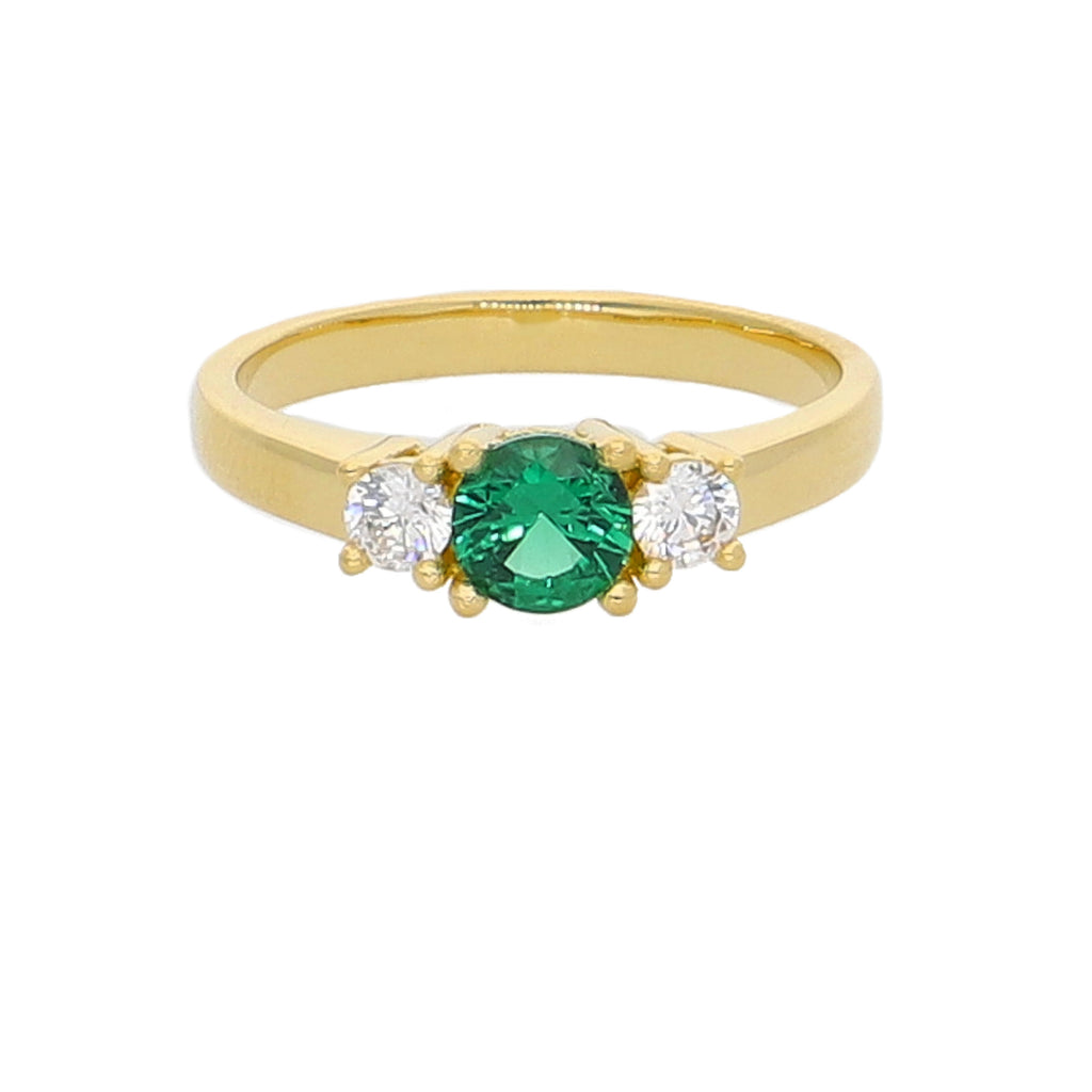 Anillo Oro Amarillo y Circones AN-13730