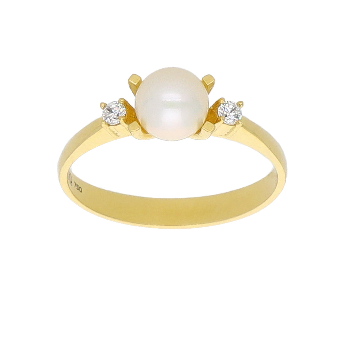 Anillo Oro Amarillo Perla Cultivada y Circones AN-13731