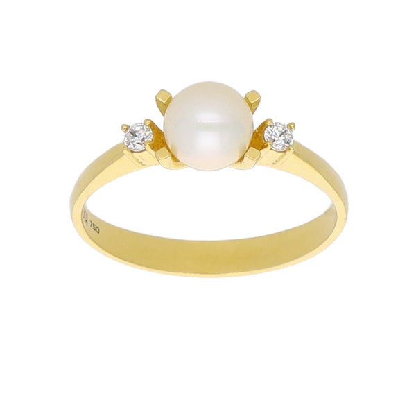 Anillo Oro Amarillo Perla Cultivada y Circones AN-13731