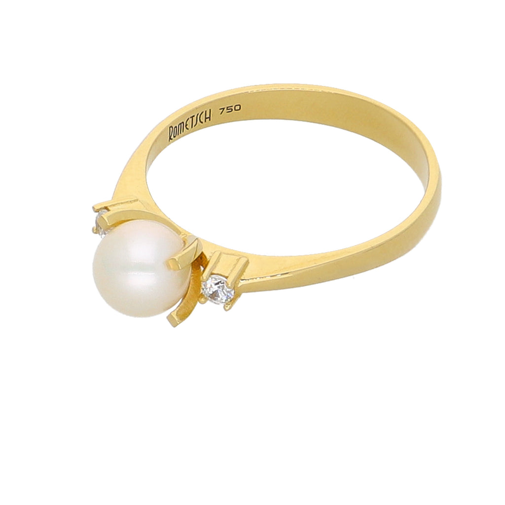 Anillo Oro Amarillo Perla Cultivada y Circones AN-13731