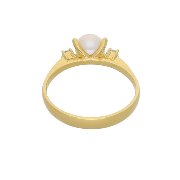 Anillo Oro Amarillo Perla Cultivada y Circones AN-13731