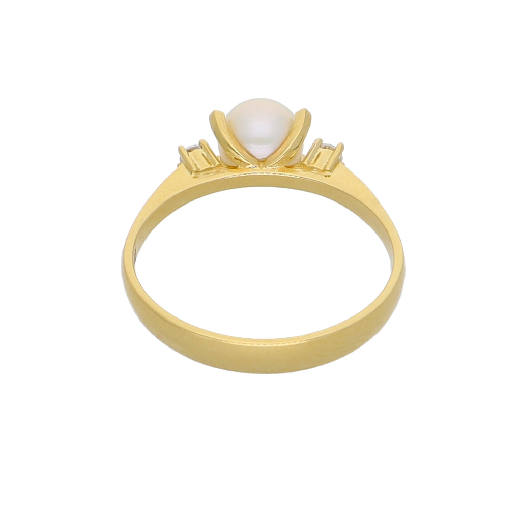 Anillo Oro Amarillo Perla Cultivada y Circones AN-13731
