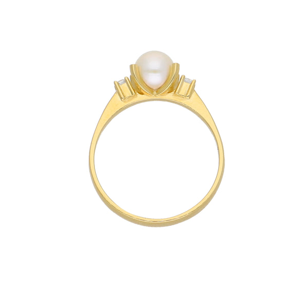 Anillo Oro Amarillo Perla Cultivada y Circones AN-13731