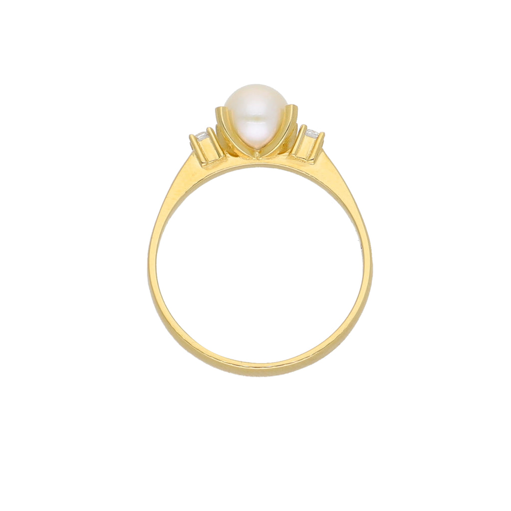 Anillo Oro Amarillo Perla Cultivada y Circones AN-13731