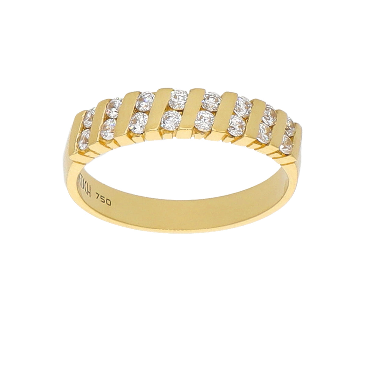 Anillo Oro Amarillo y Circones Medio Cintillo AN-14433