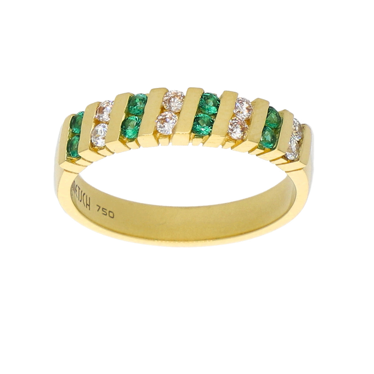 Anillo Oro Amarillo y Circones Medio Cintillo AN-13734