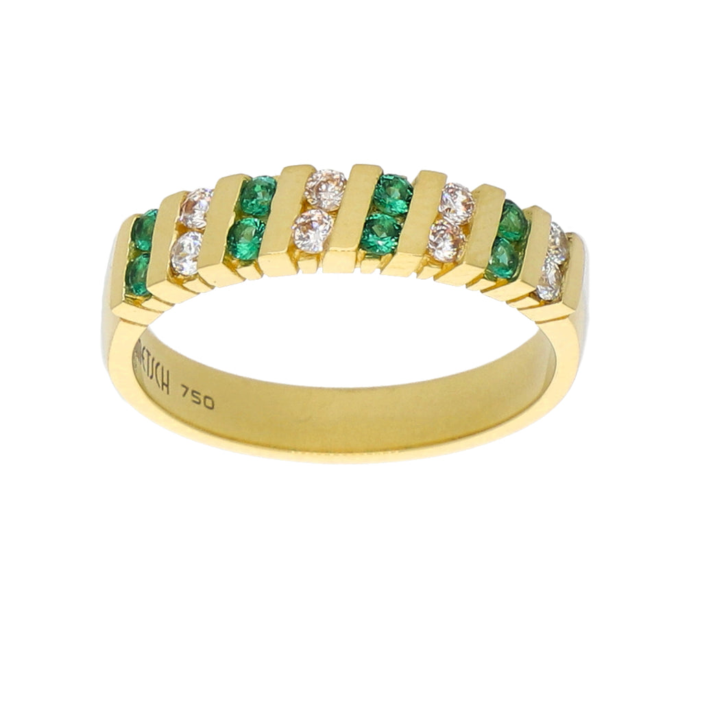 Anillo Oro Amarillo y Circones Medio Cintillo AN-13734