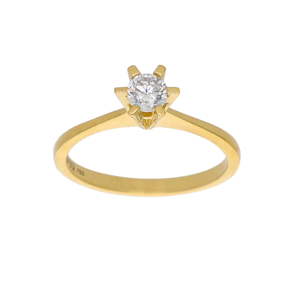 Anillo Oro Amarillo y Circón Solitario AN-13736