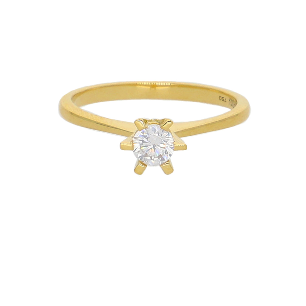 Anillo Oro Amarillo y Circón Solitario AN-13736