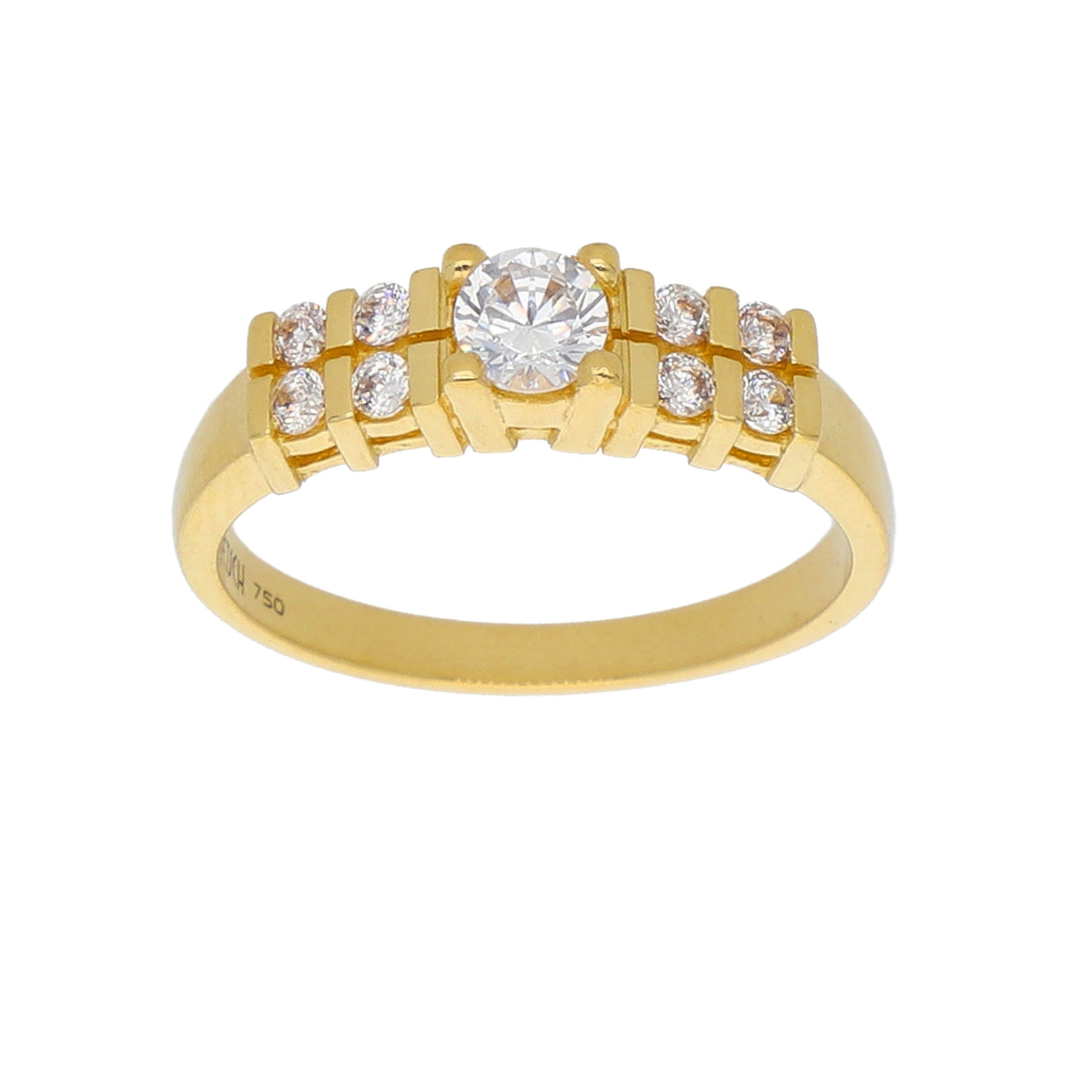 Anillo Oro Amarillo y Circones Medio Cintillo AN-13737