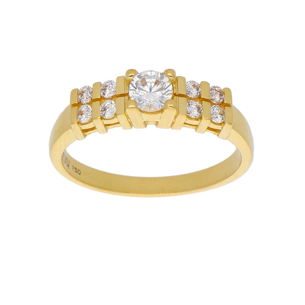 Anillo Oro Amarillo y Circones Medio Cintillo AN-13737