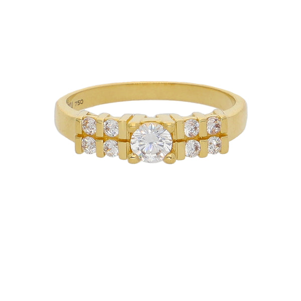 Anillo Oro Amarillo y Circones Medio Cintillo AN-13737