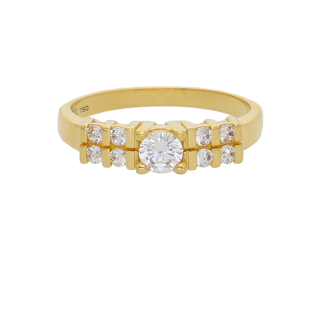 Anillo Oro Amarillo y Circones Medio Cintillo AN-13737