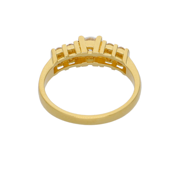 Anillo Oro Amarillo y Circones Medio Cintillo AN-13737