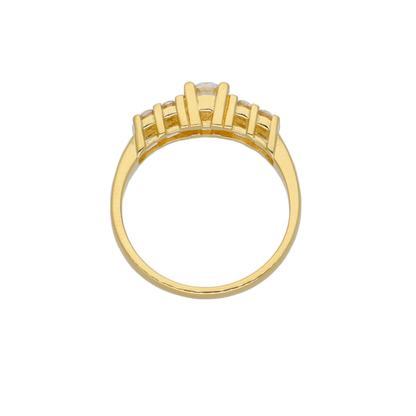 Anillo Oro Amarillo y Circones Medio Cintillo AN-13737
