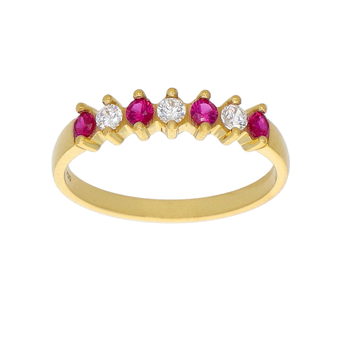 Anillo Oro Amarillo y Circones Medio Cintillo AN-13739