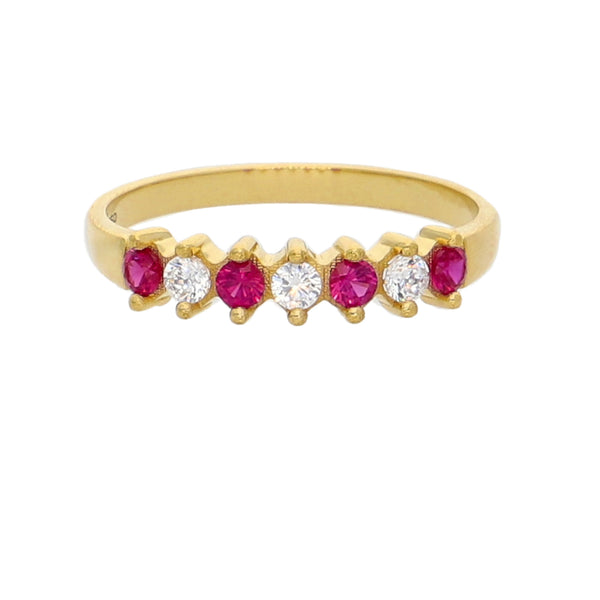Anillo Oro Amarillo y Circones Medio Cintillo AN-13739