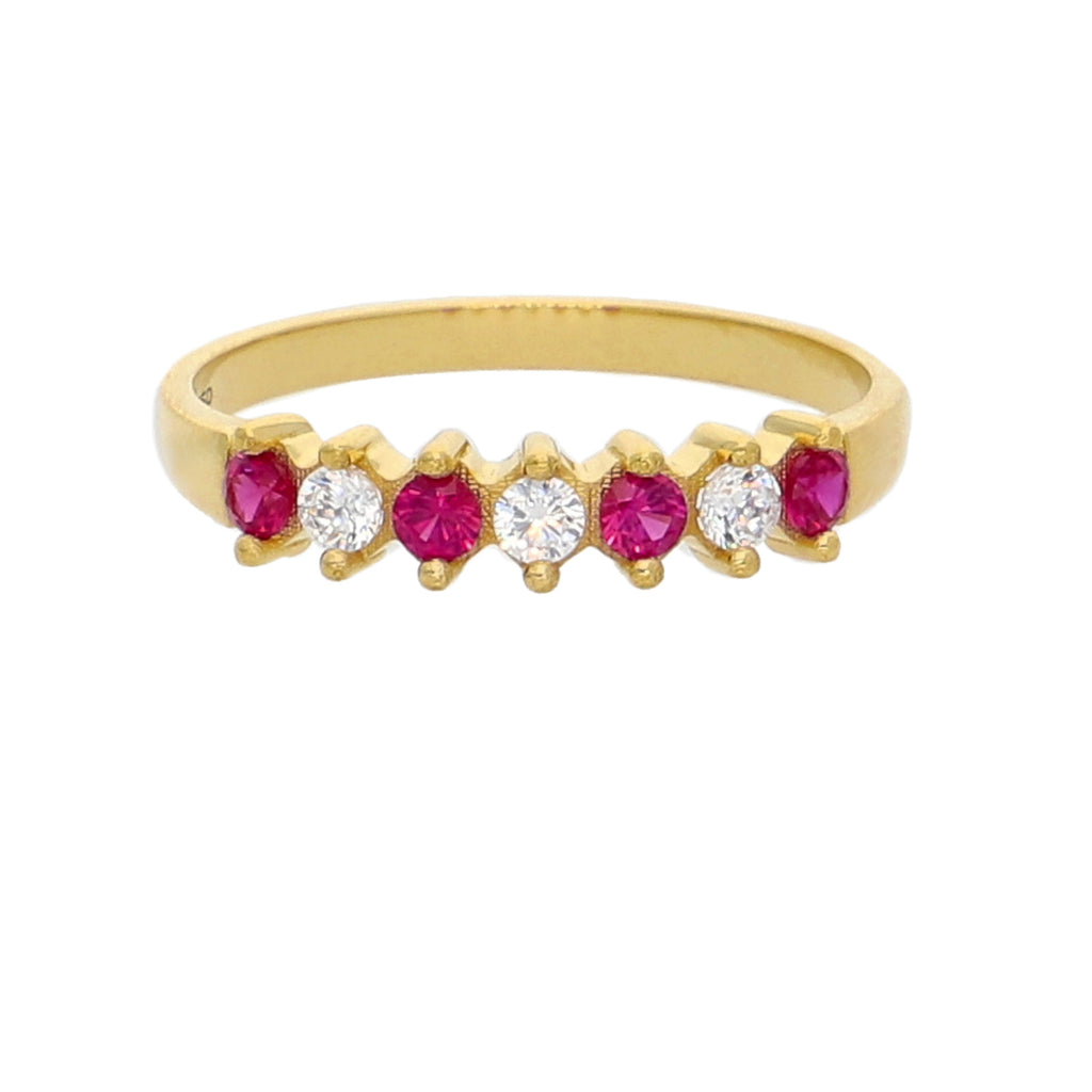 Anillo Oro Amarillo y Circones Medio Cintillo AN-13739