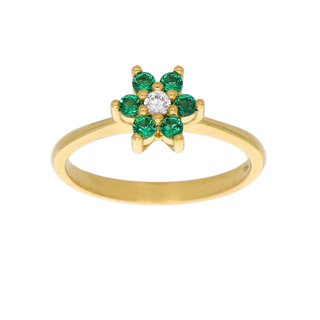 Anillo Oro Amarillo y Circones Rosetta AN-13743