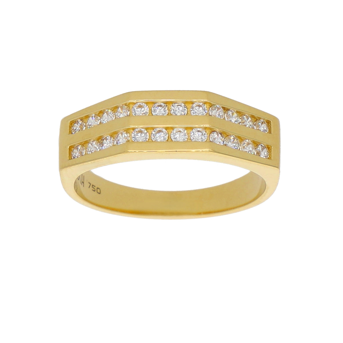 Anillo Oro Amarillo y Circones Medio Cintillo AN-13745