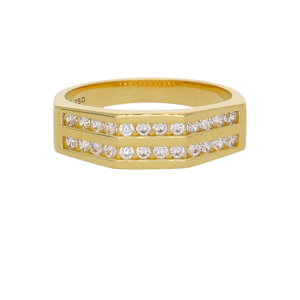 Anillo Oro Amarillo y Circones Medio Cintillo AN-13745