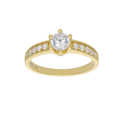 Anillo Oro Amarillo y Circones AN-14448
