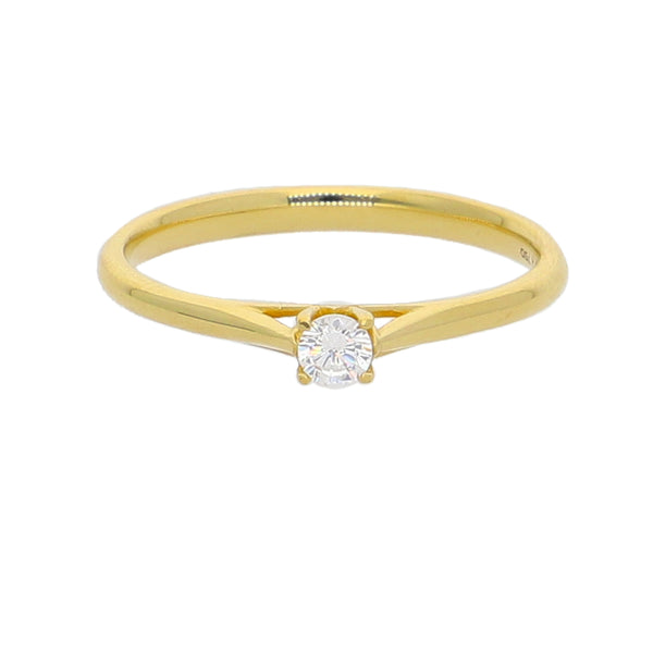 Anillo Oro Amarillo y Circón Solitario AN-14434