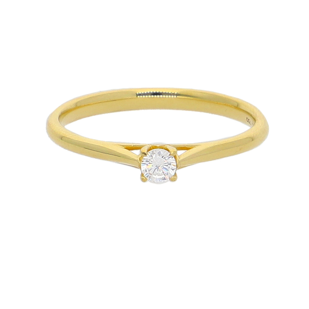 Anillo Oro Amarillo y Circón Solitario AN-14434