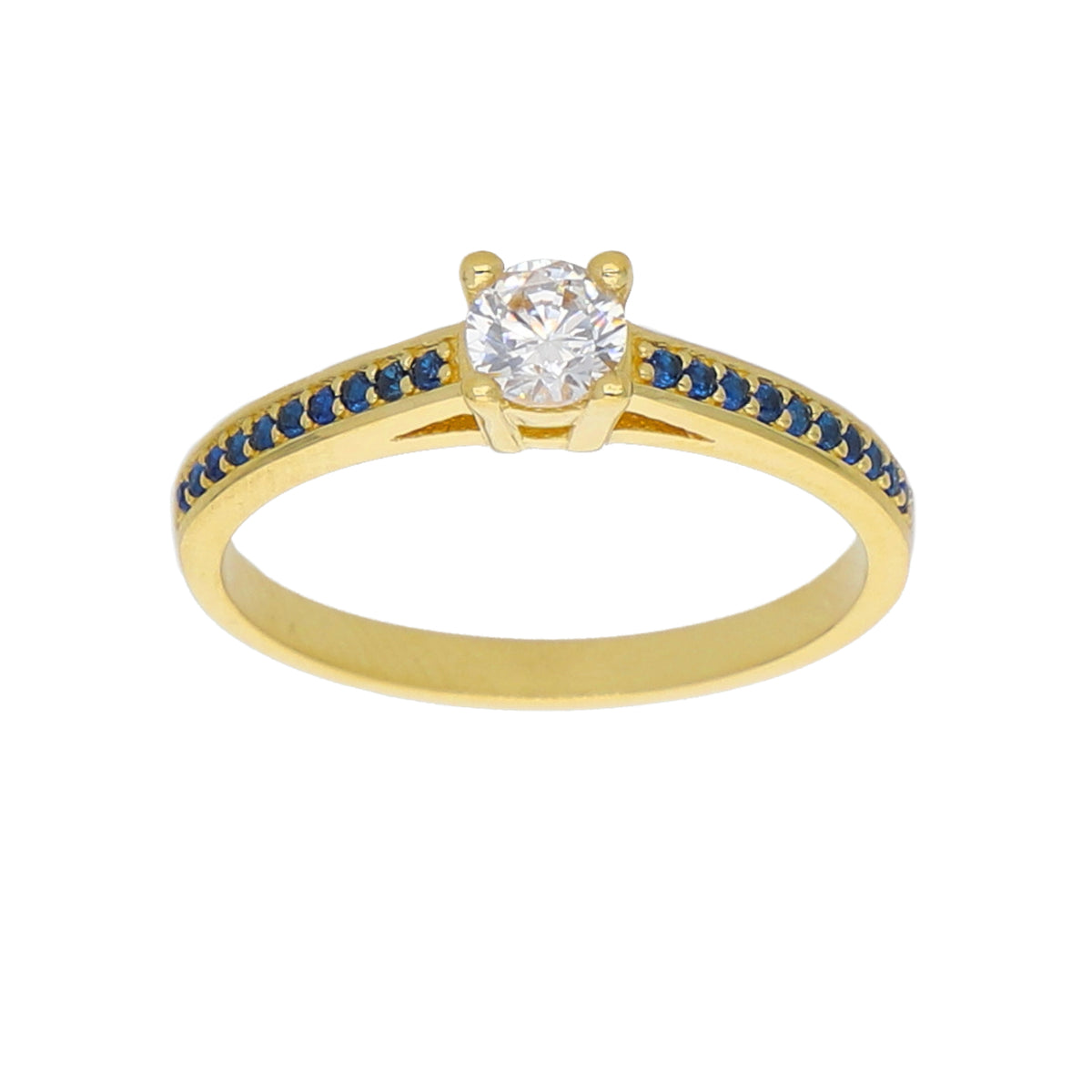 Anillo Oro Amarillo y Circones Medio Cintillo AN-13759