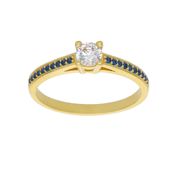 Anillo Oro Amarillo y Circones Medio Cintillo AN-13759