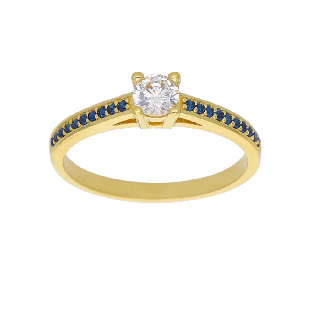 Anillo Oro Amarillo y Circones Medio Cintillo AN-13759