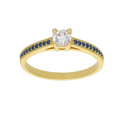 Anillo Oro Amarillo y Circones Medio Cintillo AN-13759