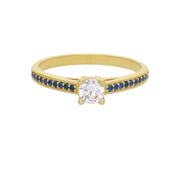 Anillo Oro Amarillo y Circones Medio Cintillo AN-13759