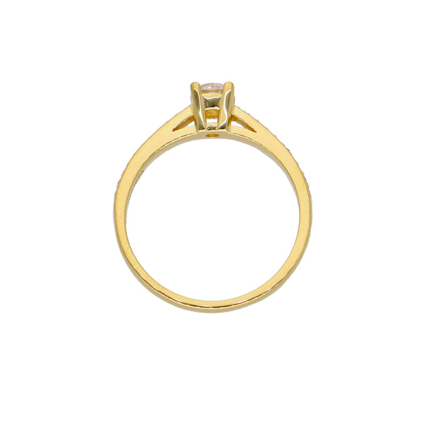 Anillo Oro Amarillo y Circones Medio Cintillo AN-13759