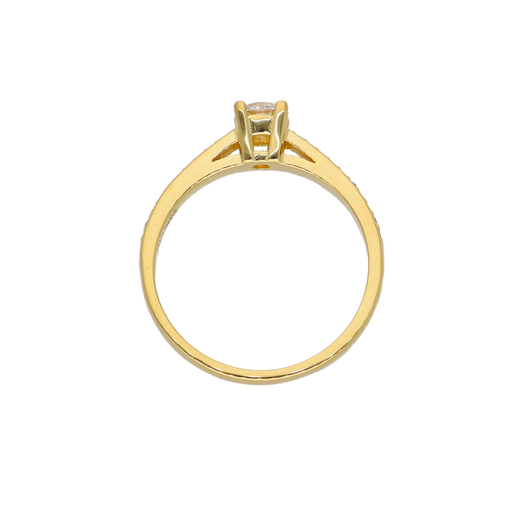 Anillo Oro Amarillo y Circones Medio Cintillo AN-13759